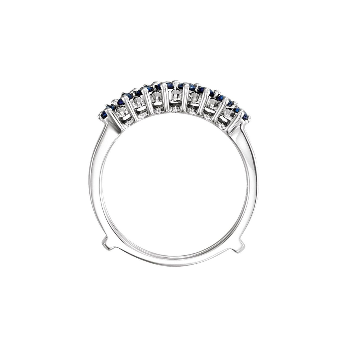 14K White Gold Natural Blue Sapphire Ring Guard