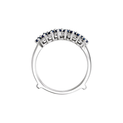 14K White Gold Natural Blue Sapphire Ring Guard