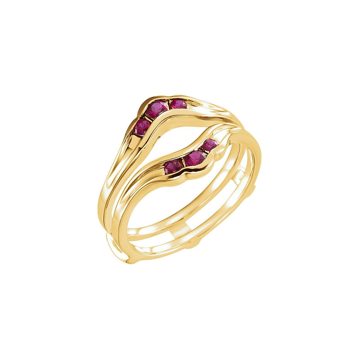 14K Yellow Gold Natural Ruby Ring Guard, Channel-Set