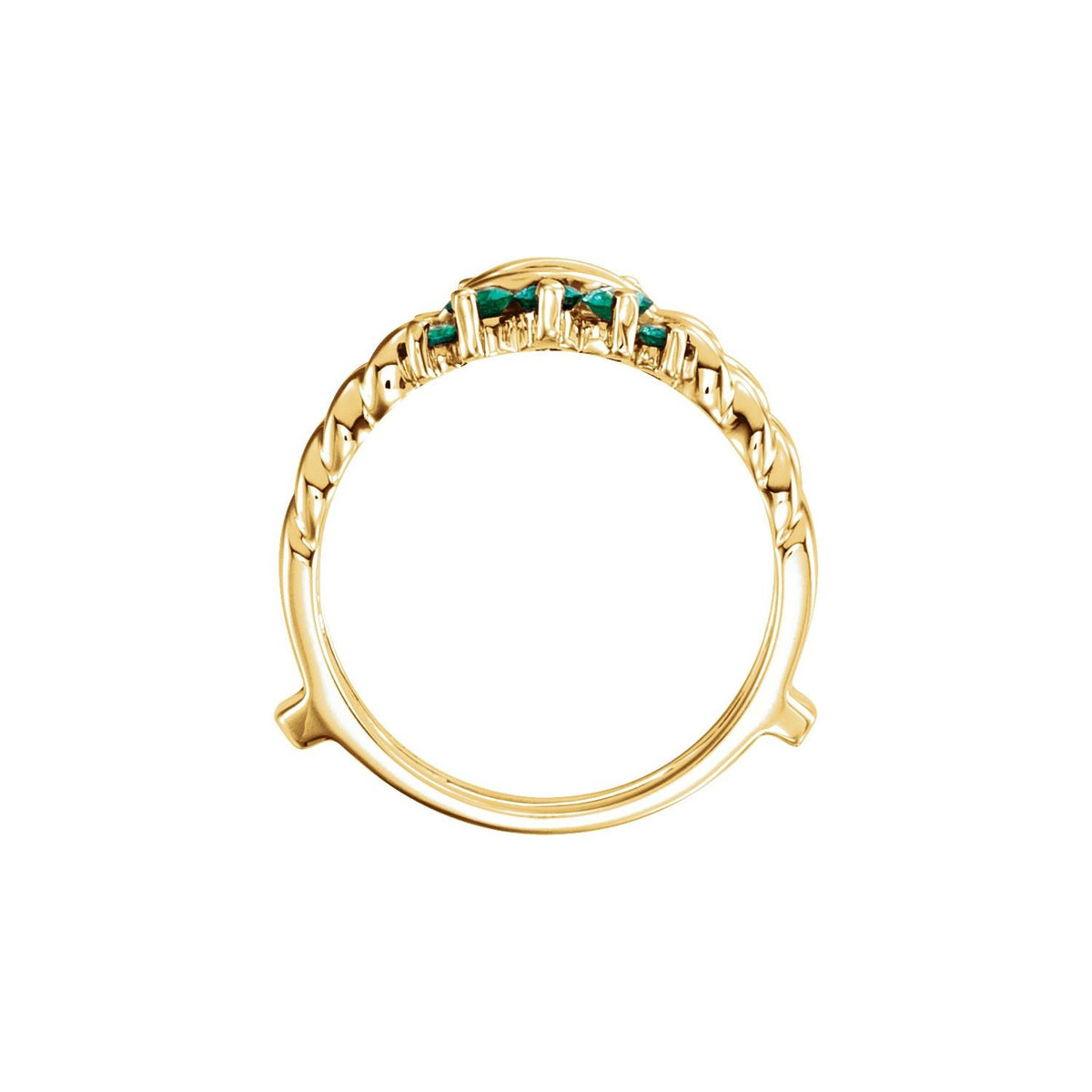 14K Yellow Gold Natural Emerald Ring Guard