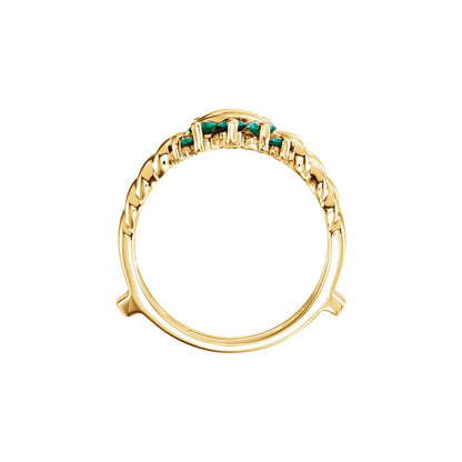 14K Yellow Gold Natural Emerald Ring Guard