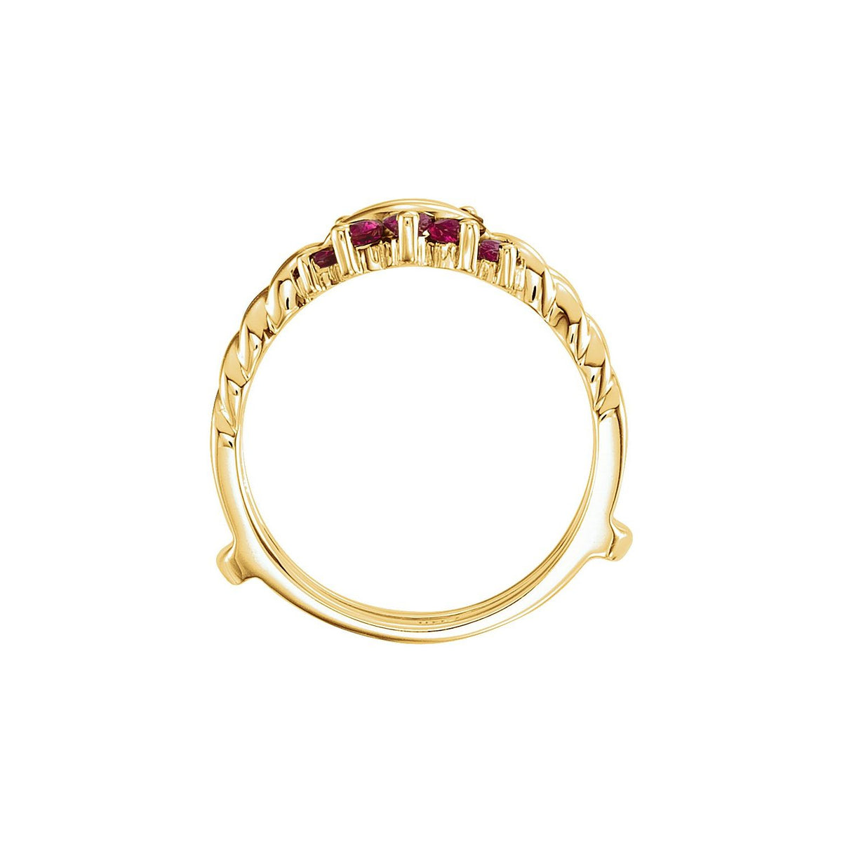 14K Yellow Gold Natural Ruby Ring Guard, Style 2