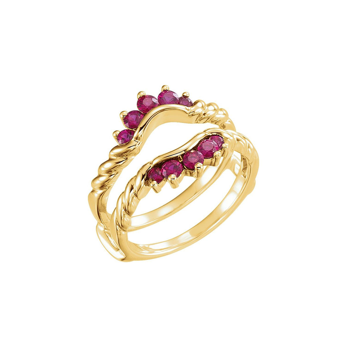 14K Yellow Gold Natural Ruby Ring Guard, Style 2