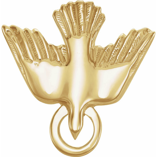 14K Yellow Gold Flying Holy Spirit Dove Pendant