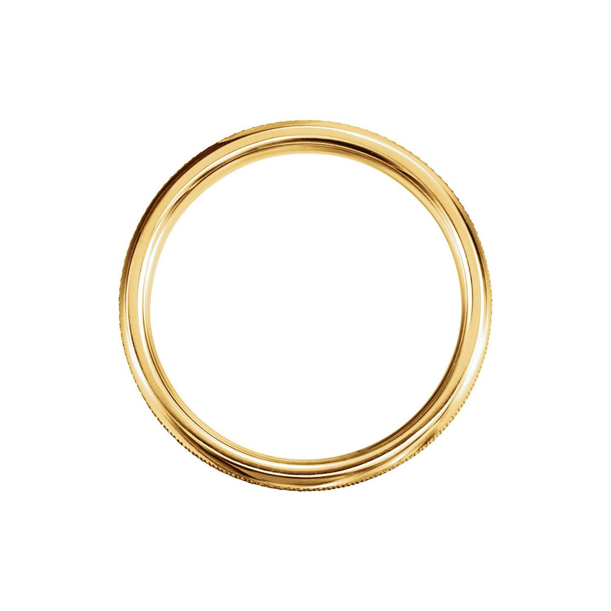 14K Yellow Gold Knurled Comfort-Fit Half Round Band