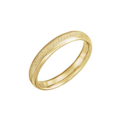 14K Yellow Gold Knurled Comfort-Fit Half Round Band