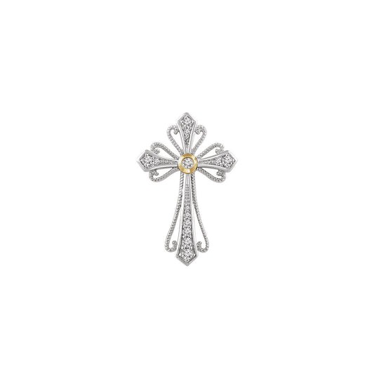 14K White/Yellow Gold 1/6 CTW Natural Diamond Cross Pendant
