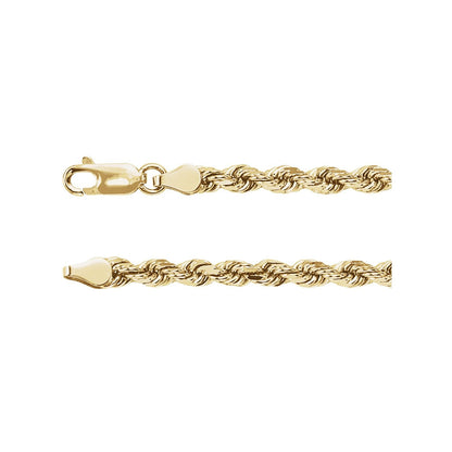 14K Yellow Gold Diamond-Cut Rope 16" Chain