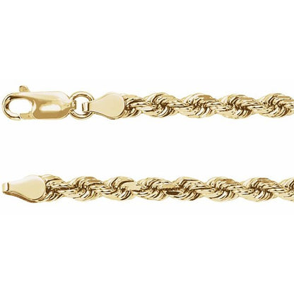 14K Yellow Gold Diamond-Cut Rope 24" Chain, 3.9 mm