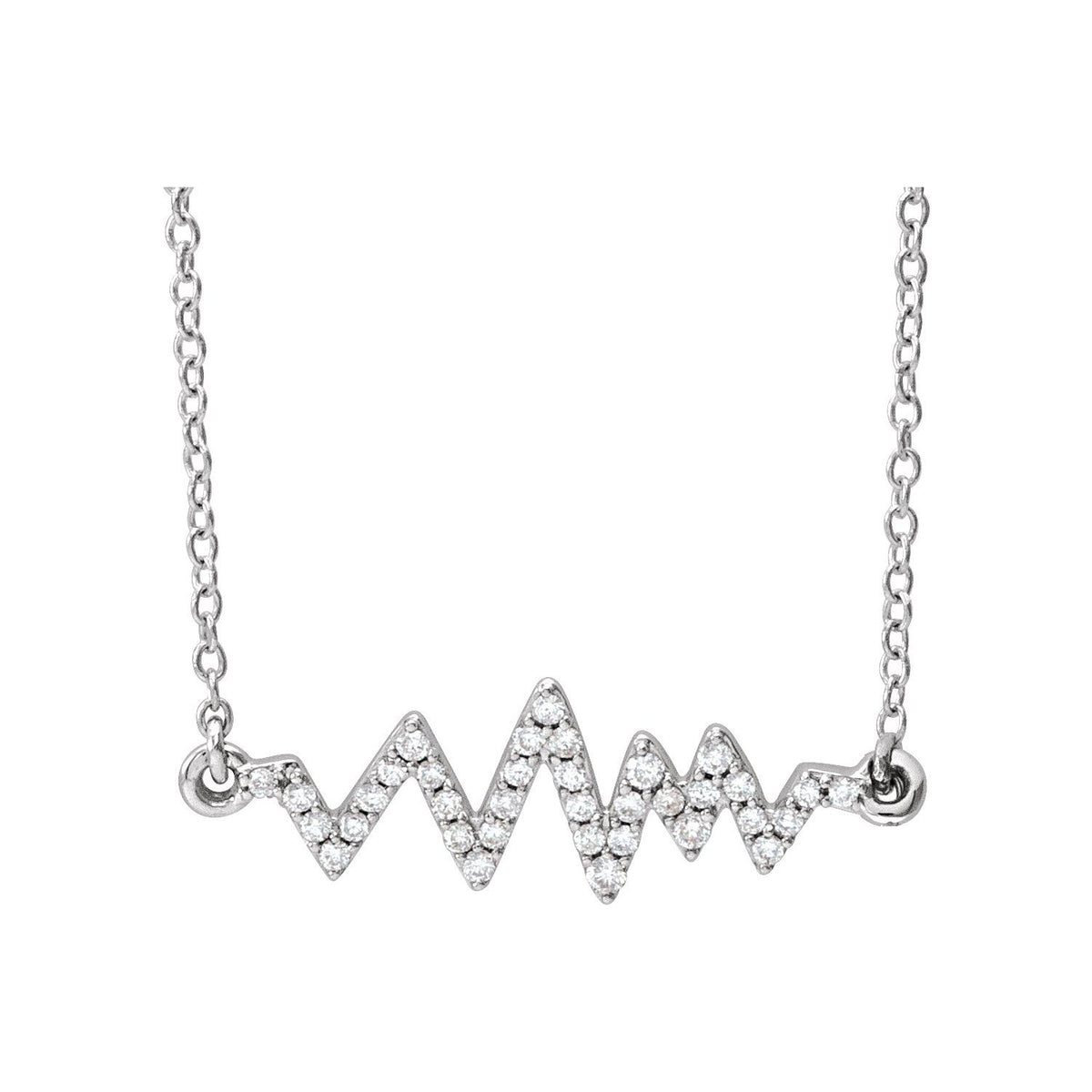 14K White Gold 1/6 CTW Natural Diamond Heartbeat 16-18" Necklace