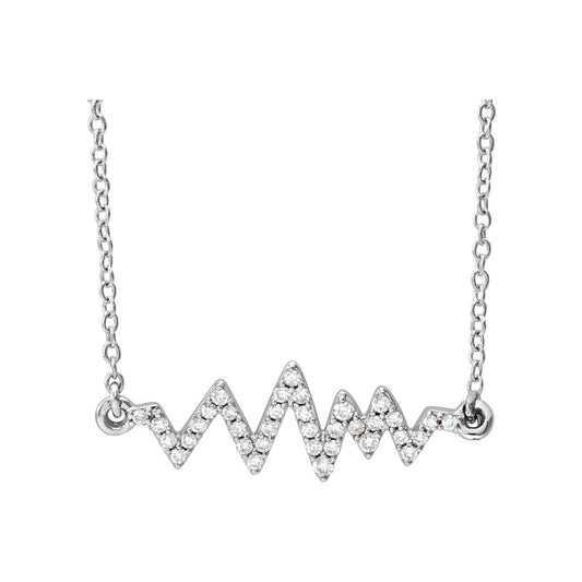 14K White Gold 1/6 CTW Natural Diamond Heartbeat 16-18" Necklace