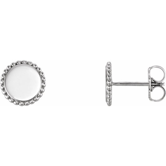Sterling Silver Engravable Beaded Earrings