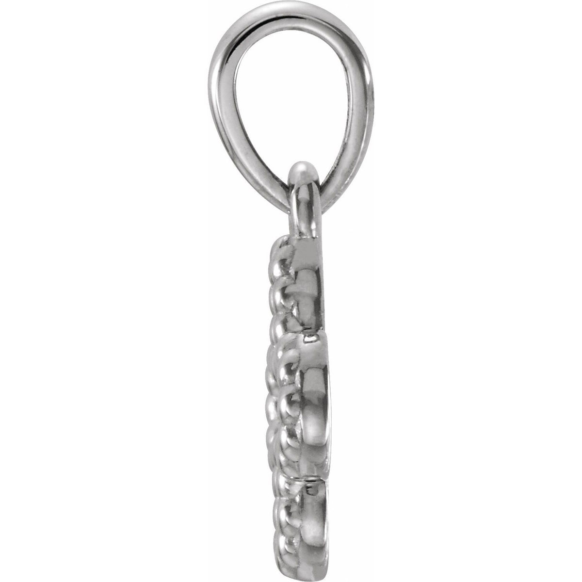 14K White Gold Beaded Clover Pendant