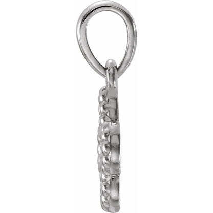 14K White Gold Beaded Clover Pendant