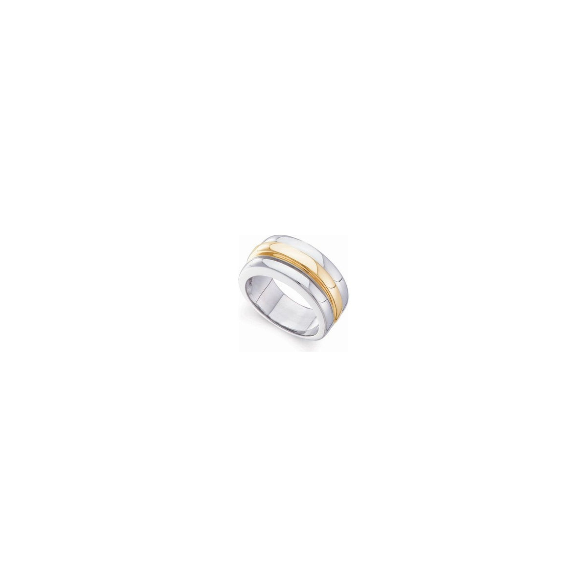 14K White/Yellow Gold Ridged Flat Band