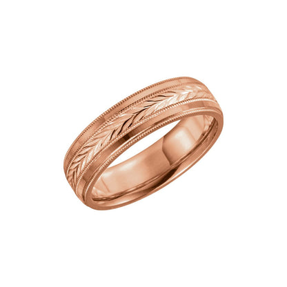 Milgrain Wheat Pattern Comfort-Fit Half Round Band