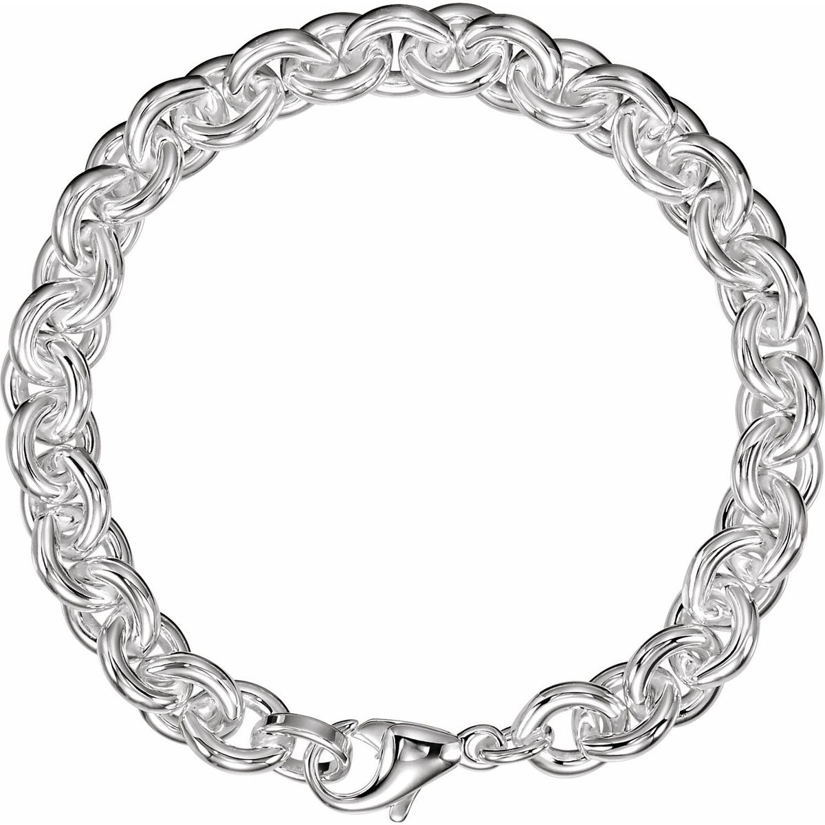 Sterling Silver Round Cable 8" Chain