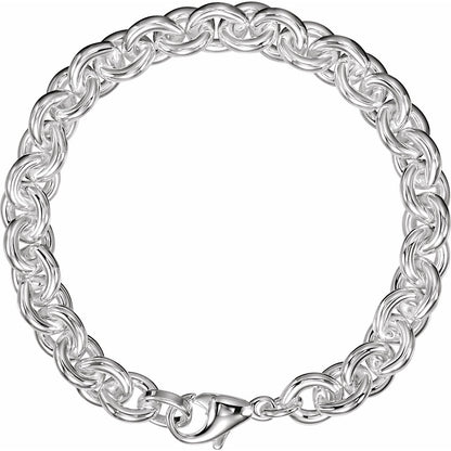 Sterling Silver Round Cable 8" Chain