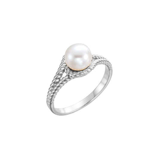 Cultured White Freshwater Pearl Rope Ring