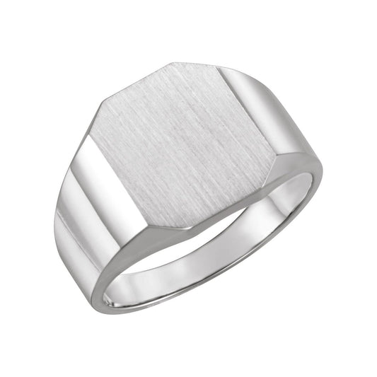 Sterling Silver 14x12 mm Octagon Signet Ring