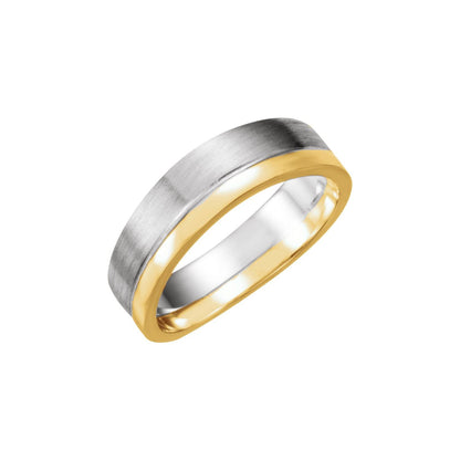 14K Yellow/White Gold Curved Band with Bead Blast/Matte Finish