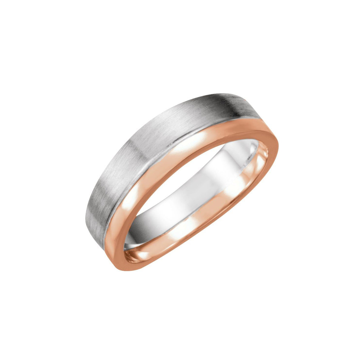 14K White & Rose Gold Curved Band with Bead Blast/Matte Finish