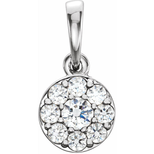 14K White Gold 1/4 CTW Natural Diamond Cluster Pendant, 13 x 6.7 mm