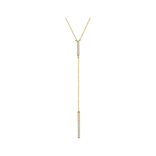 14K Yellow Gold 1/5 CTW Natural Diamond Bar 16-18" Y Necklace