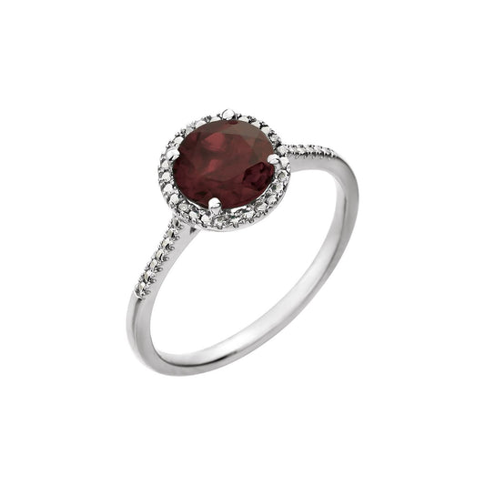 Sterling Silver Natural Mozambique Garnet & .01 CTW Natural Diamond Ring