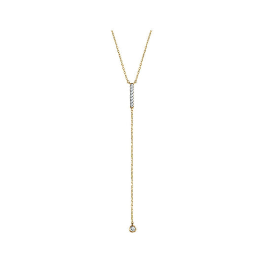 14K Yellow Gold 1/8 CTW Natural Diamond Bar 16-18" Y Necklace