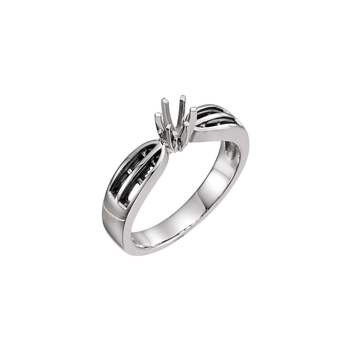14K White Gold Band, Accented Engagement