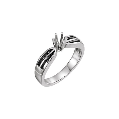14K White Gold Band, Accented Engagement