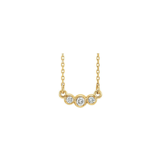 14K Yellow Gold 1/8 CTW Natural Diamond Three-Stone 16-18" Necklace