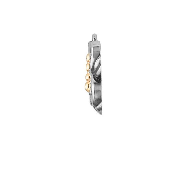 Sterling Silver & 14K Yellow Gold Floral Dangle, 13 mm x 12 mm