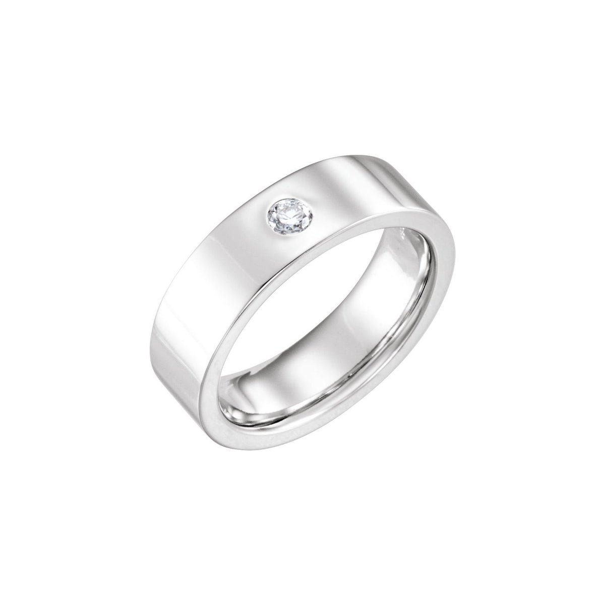 1/10 CT Natural Diamond Comfort-Fit Flat Band, 6 mm, Accented