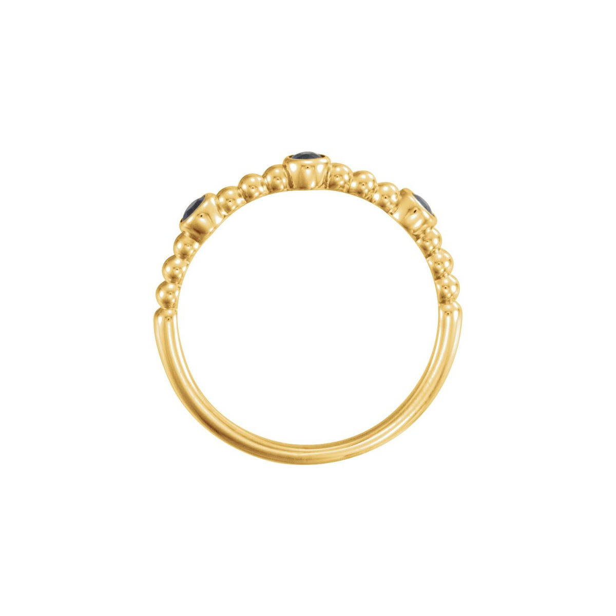 14K Yellow Gold Natural Blue Sapphire Beaded Ring