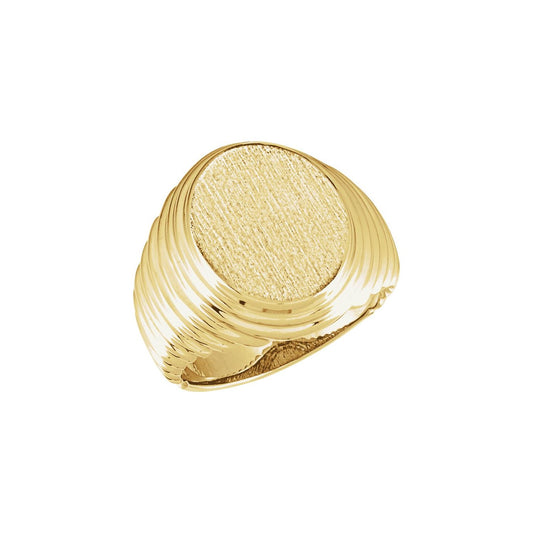 14K Yellow Gold 16x14 mm Oval Signet Ring