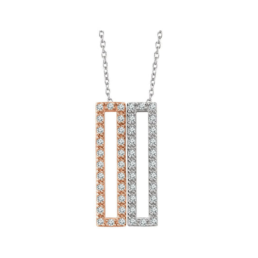 14K White/Rose Gold 1/3 CTW Natural Diamond Rectangle 16-18" Necklace