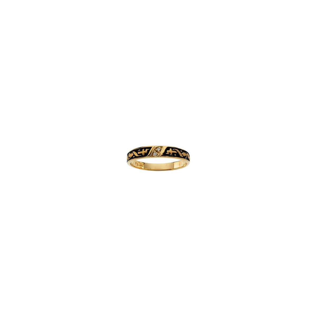 14K Yellow Gold .01 CTW Natural Diamond Ladies Cross Band