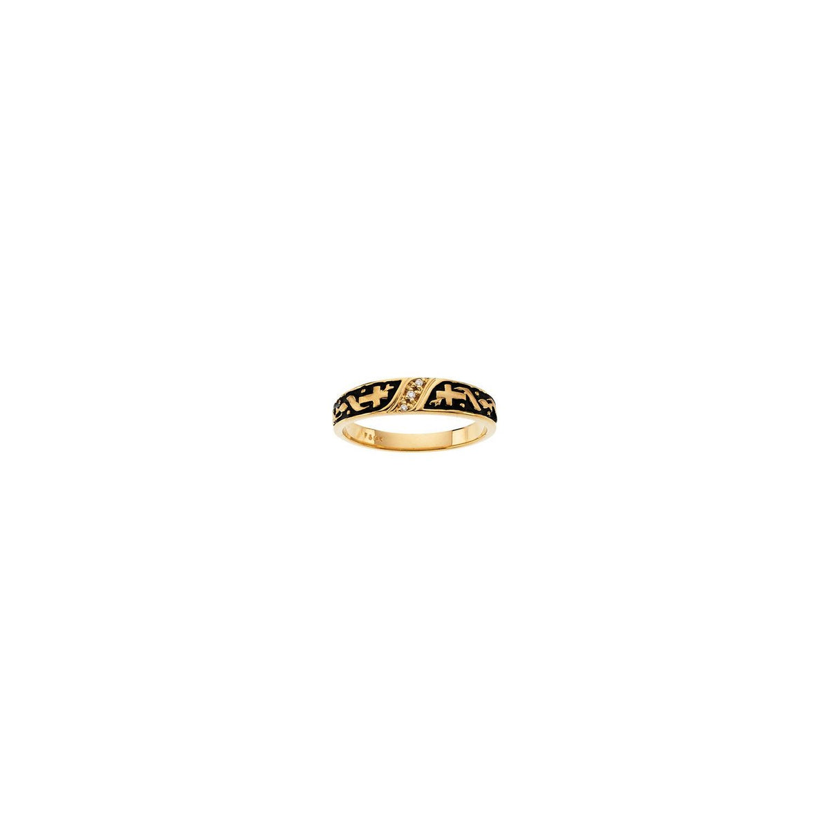 14K Yellow Gold .025 CTW Natural Diamond Men's Cross Band