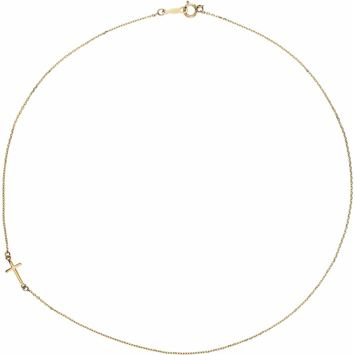 Off-Center Sideways Cross 16" Necklace