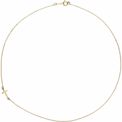Off-Center Sideways Cross 16" Necklace