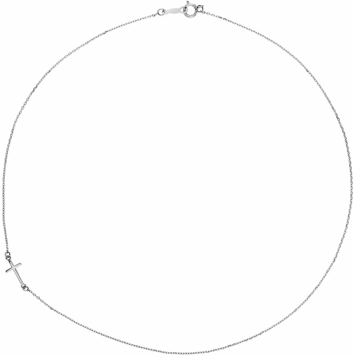Off-Center Sideways Cross 16" Necklace