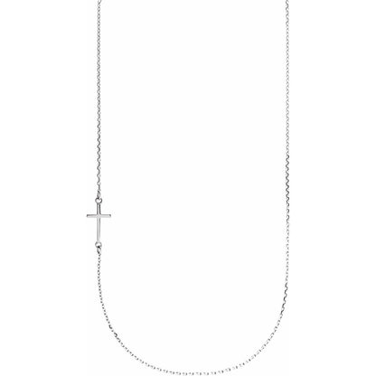 Off-Center Sideways Cross 16" Necklace