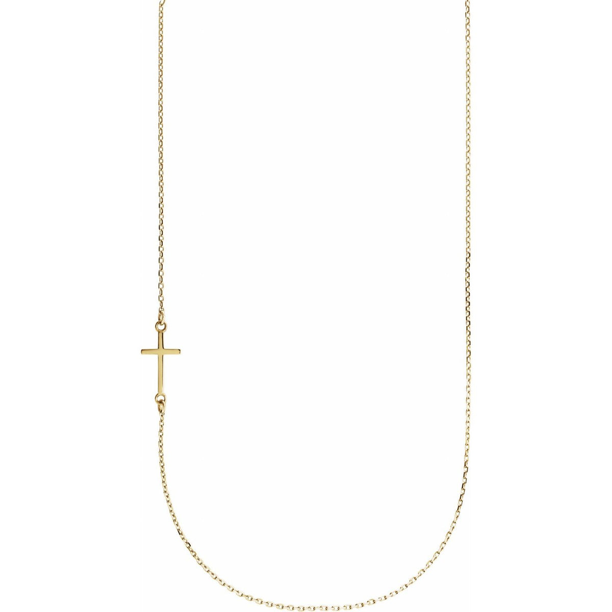 Off-Center Sideways Cross 16" Necklace