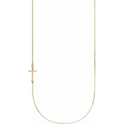 Off-Center Sideways Cross 16" Necklace