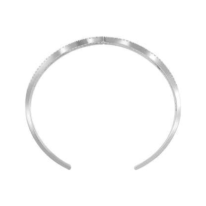 14K White Gold 5/8 CTW Natural Diamond Cuff 6" Bracelet, Negative Space