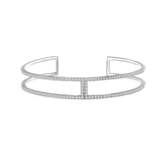 14K White Gold 3/4 CTW Natural Diamond Cuff 6" Bracelet (652354)