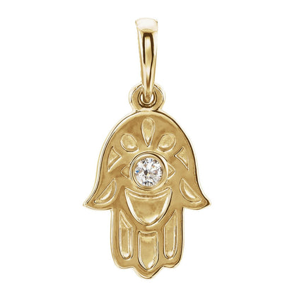.03 CTW Natural Diamond Hamsa Pendant