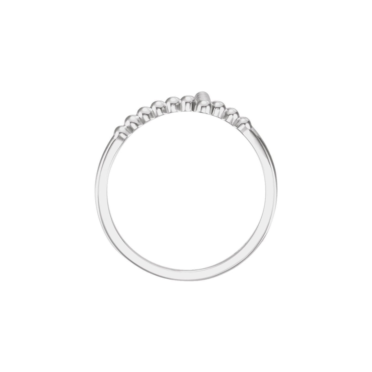 Continuum Sterling Silver Beaded Sideways Cross Ring